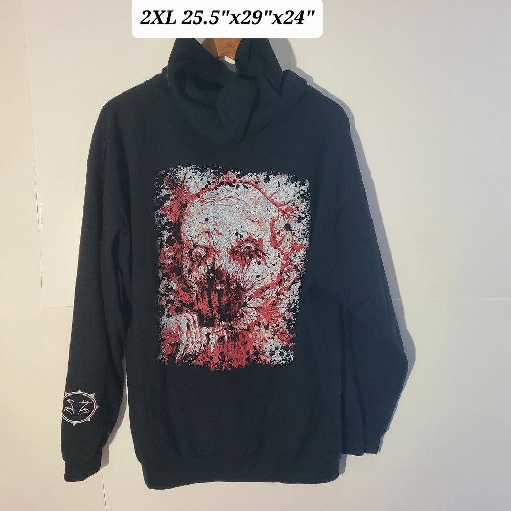 Shining Men's Black Full Zip 2XL Black Metal Hoodie Just Hoods JH050